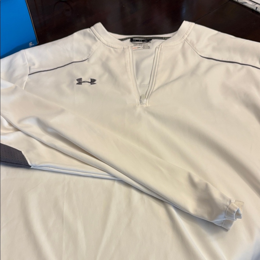 Under Armour White Athletic Long Sleeve Top with Contrast Piping